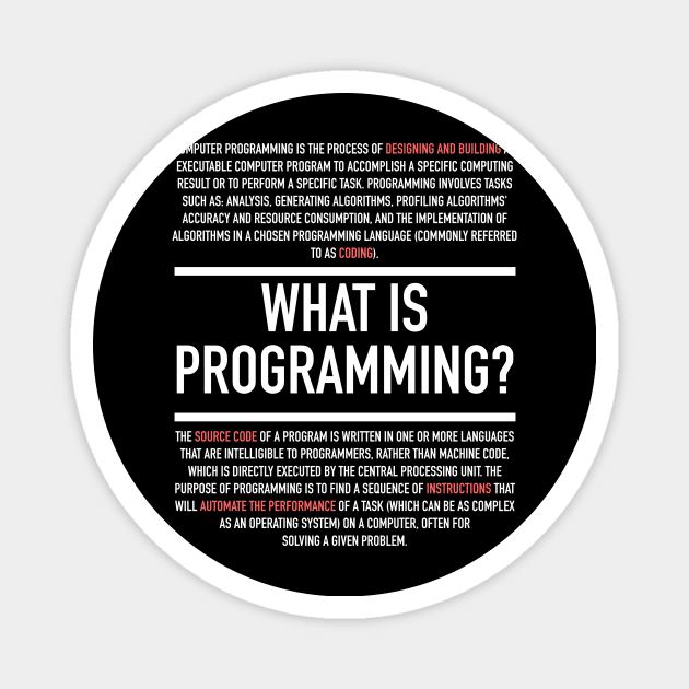 Programming Defined - Computer Teacher Magnet by Hidden Verb